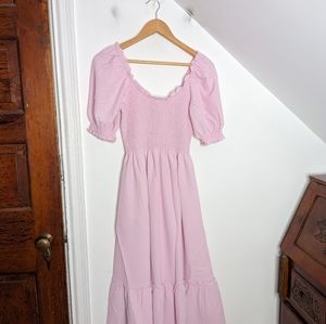 HILL HOUSE The Louisa Nap Midi Dress Ballerina Pink Cottagecore NEW Size S